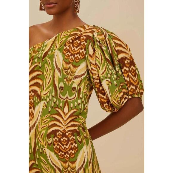 Farm Rio Green Pineapple Tapestry LENZING ECOVERO EUROFLAX Mini Dress Size S - Picture 3 of 4